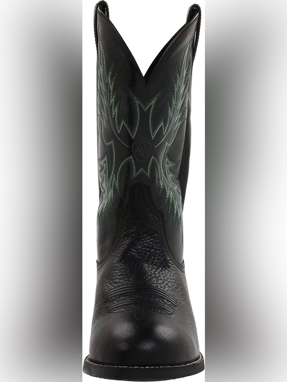 Ariat Men's Heritage Stockman Boots in Black Leather with Green Stitching, sz 11 - Picture 4 of 14
